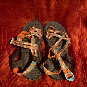 Brown and Orange Chacos